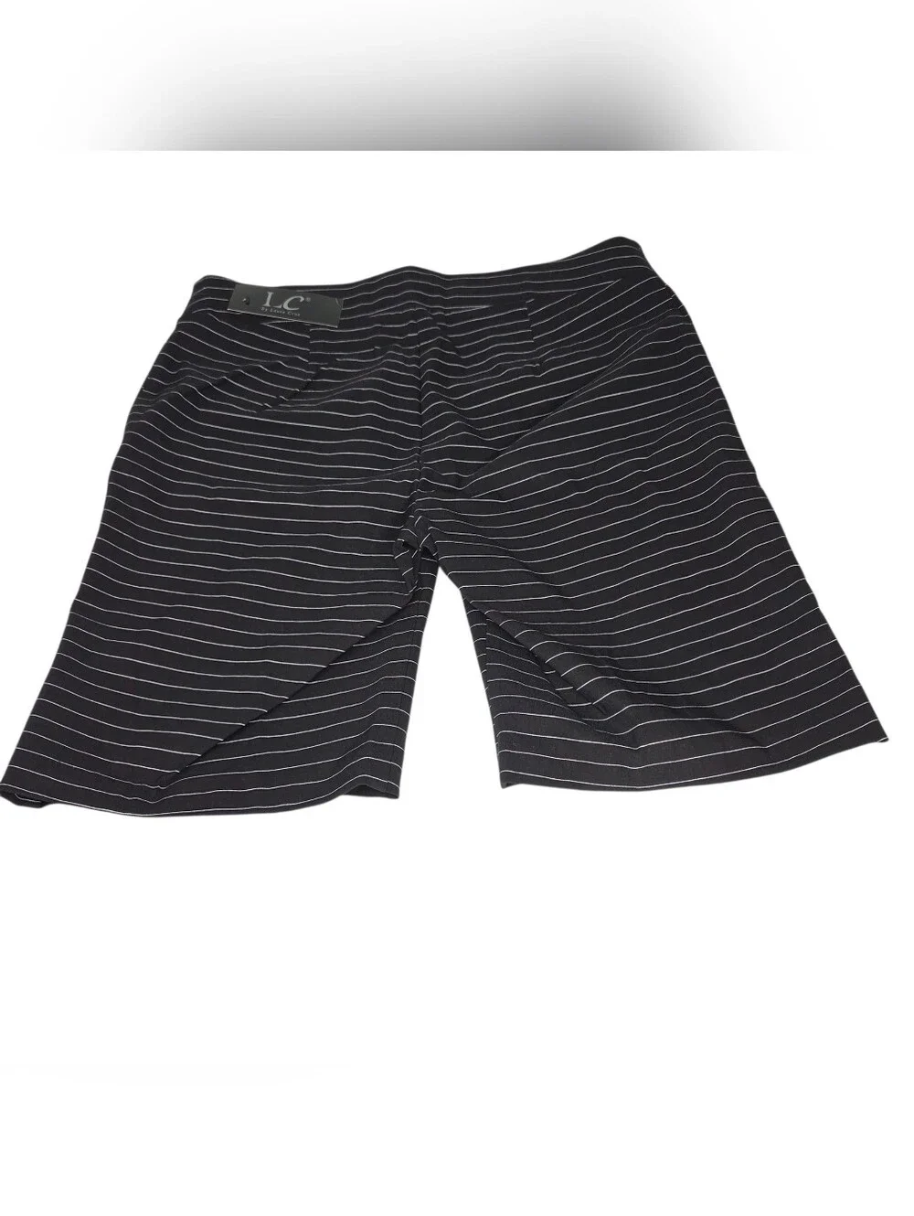 Men's Black Pinstripe Flat Front Casual Shorts